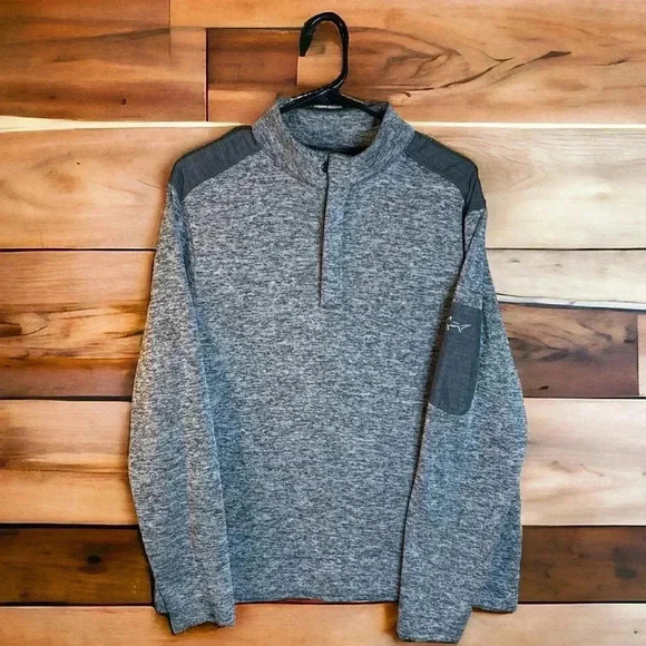 Greg Norman Golf Pullover 1/4 Snap Button Mens Size Medium Logo Gray Athletic - Picture 1 of 5